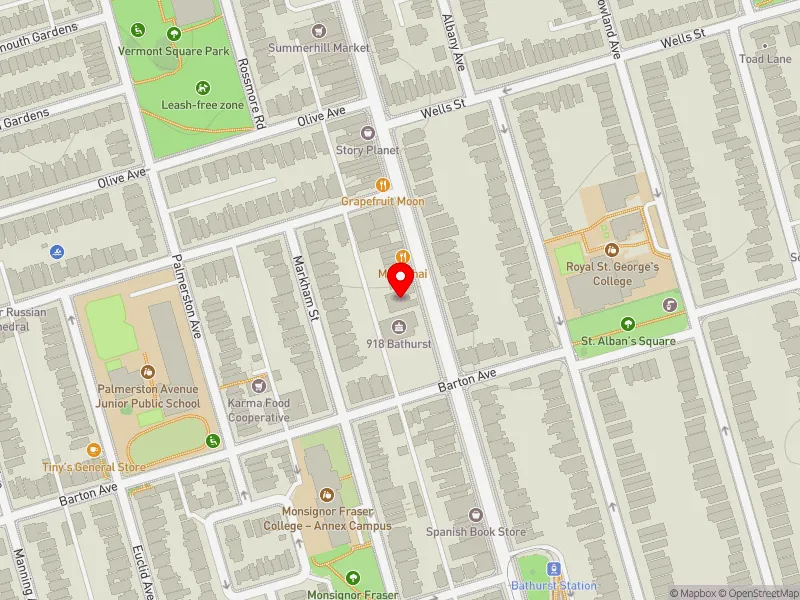 RentSafeTO apartment evaluation map view of 922 BATHURST ST in University-Rosedale, Toronto