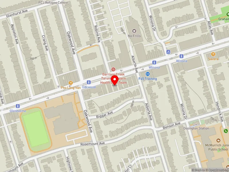 RentSafeTO apartment evaluation map view of 923 ST CLAIR AVE W in Davenport, Toronto
