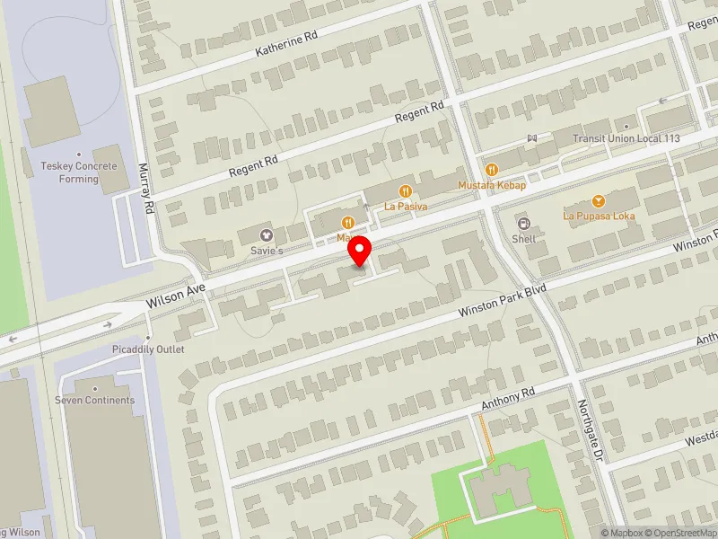 RentSafeTO apartment evaluation map view of 927-931 WILSON AVE in York Centre, Toronto