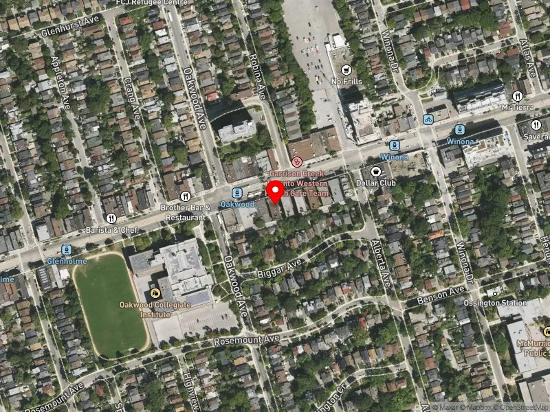 RentSafeTO apartment evaluation satellite view of 927 ST CLAIR AVE W in Davenport, Toronto
