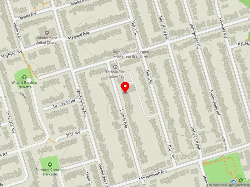RentSafeTO apartment evaluation map view of 93 LAVINIA AVE in Parkdale-High Park, Toronto