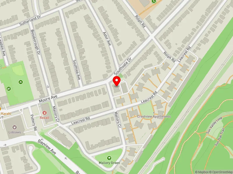 RentSafeTO apartment evaluation map view of 93 MALLORY CRES in Don Valley West, Toronto