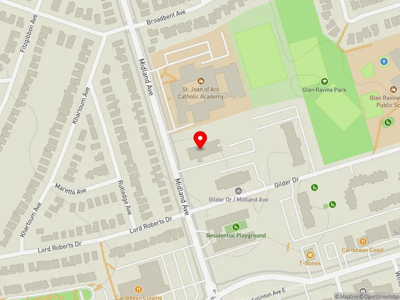 RentSafeTO apartment evaluation map view of 945 MIDLAND AVE in Scarborough Centre, Toronto