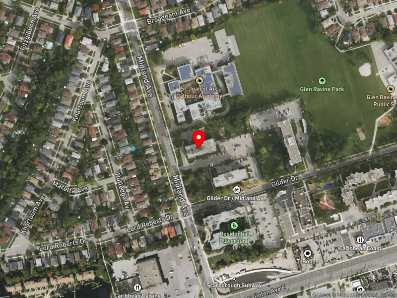 RentSafeTO apartment evaluation satellite view of 945 MIDLAND AVE in Scarborough Centre, Toronto