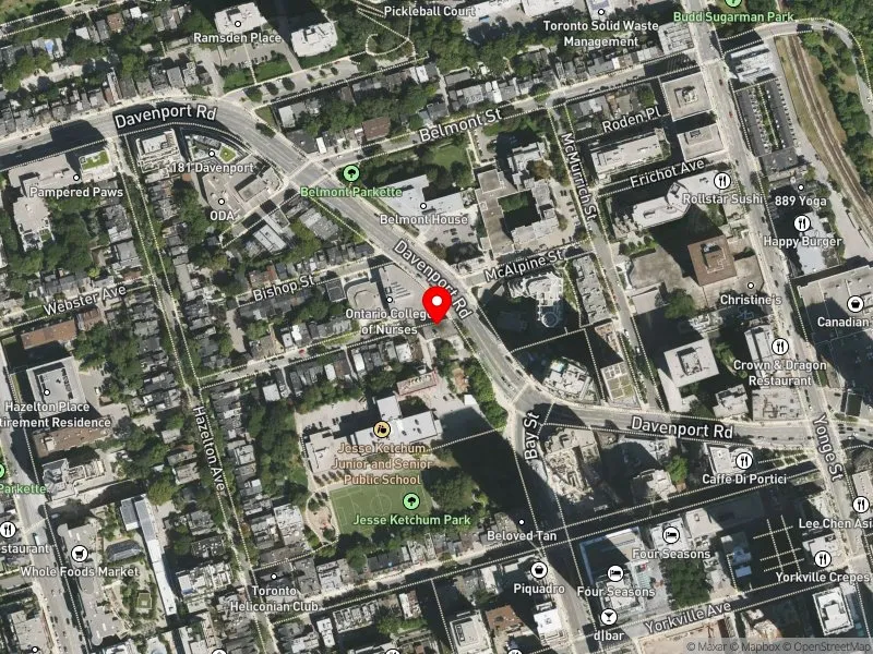 RentSafeTO apartment evaluation satellite view of 95 DAVENPORT RD in University-Rosedale, Toronto