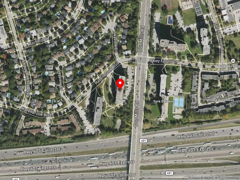 RentSafeTO apartment evaluation satellite view of 95 HAVENBROOK BLVD in Don Valley North, Toronto