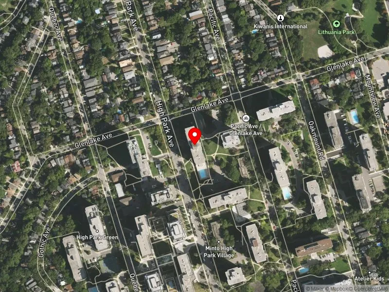RentSafeTO apartment evaluation satellite view of 95 HIGH PARK AVE in Parkdale-High Park, Toronto