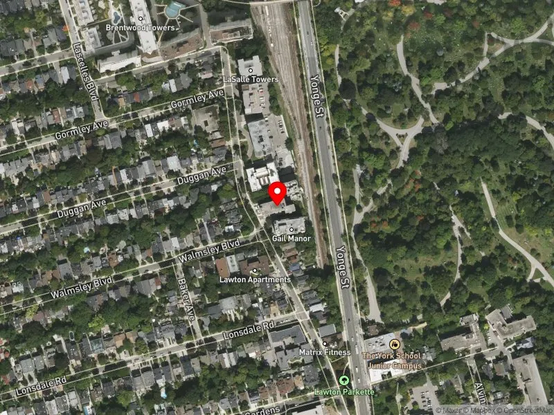 RentSafeTO apartment evaluation satellite view of 95 LAWTON BLVD in Toronto-St. Paul's, Toronto