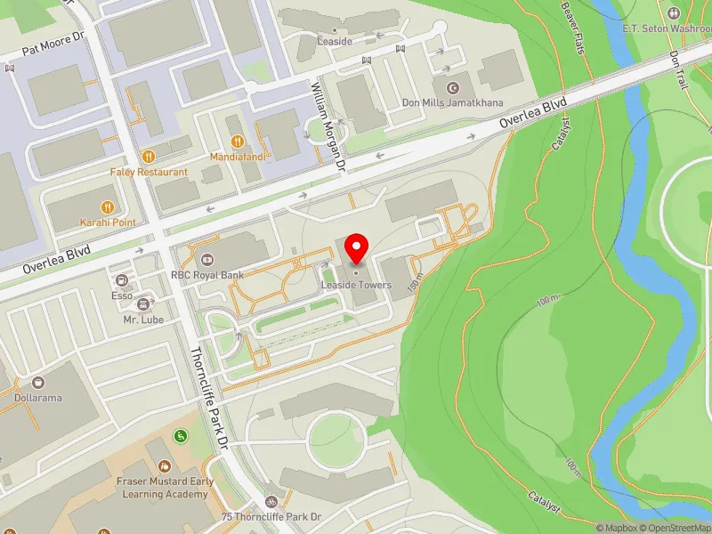 RentSafeTO apartment evaluation map view of 95 THORNCLIFFE PARK DR in Don Valley West, Toronto
