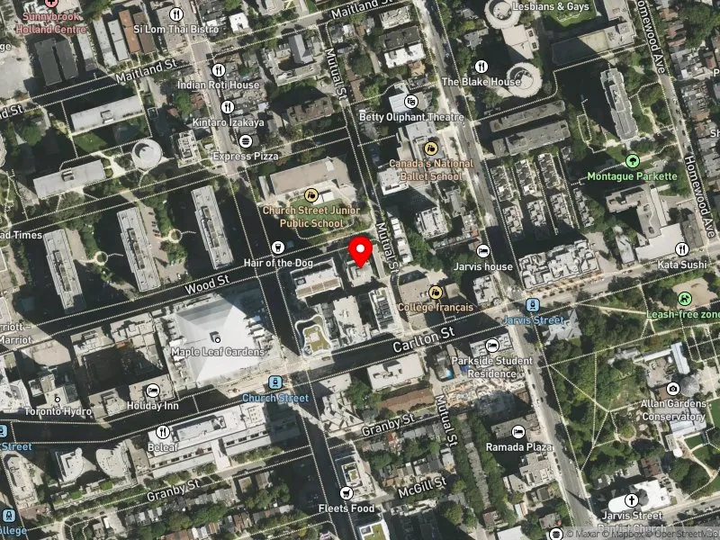 RentSafeTO apartment evaluation satellite view of 95 WOOD ST in Toronto Centre, Toronto