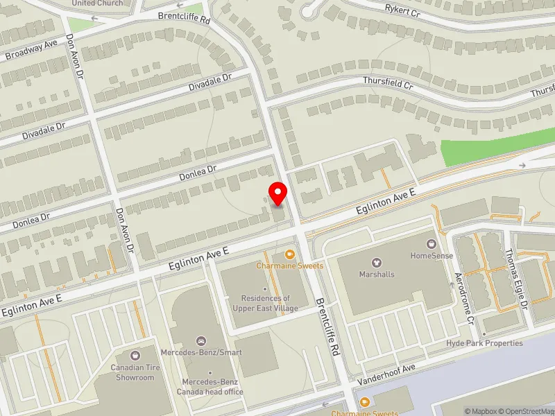 RentSafeTO apartment evaluation map view of 958 EGLINTON AVE E in Don Valley West, Toronto