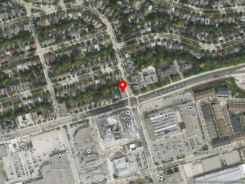 RentSafeTO apartment evaluation satellite view of 958 EGLINTON AVE E in Don Valley West, Toronto