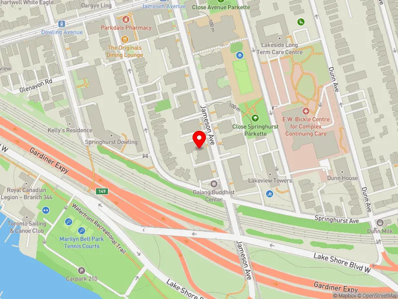 RentSafeTO apartment evaluation map view of 96 JAMESON AVE in Parkdale-High Park, Toronto