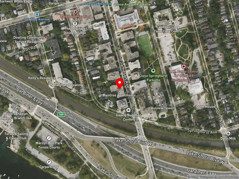 RentSafeTO apartment evaluation satellite view of 96 JAMESON AVE in Parkdale-High Park, Toronto