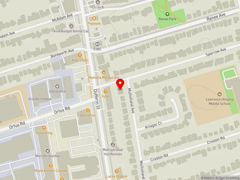 RentSafeTO apartment evaluation map view of 96 MULHOLLAND AVE in Eglinton-Lawrence, Toronto