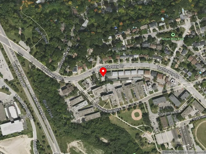 RentSafeTO apartment evaluation satellite view of 96 TRETHEWEY DR in York South-Weston, Toronto