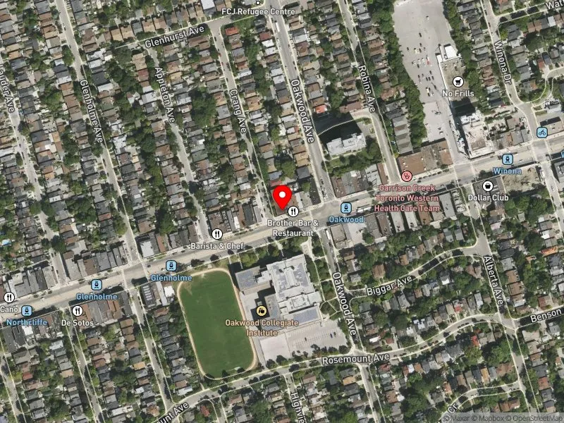 RentSafeTO apartment evaluation satellite view of 966 ST CLAIR AVE W in Davenport, Toronto