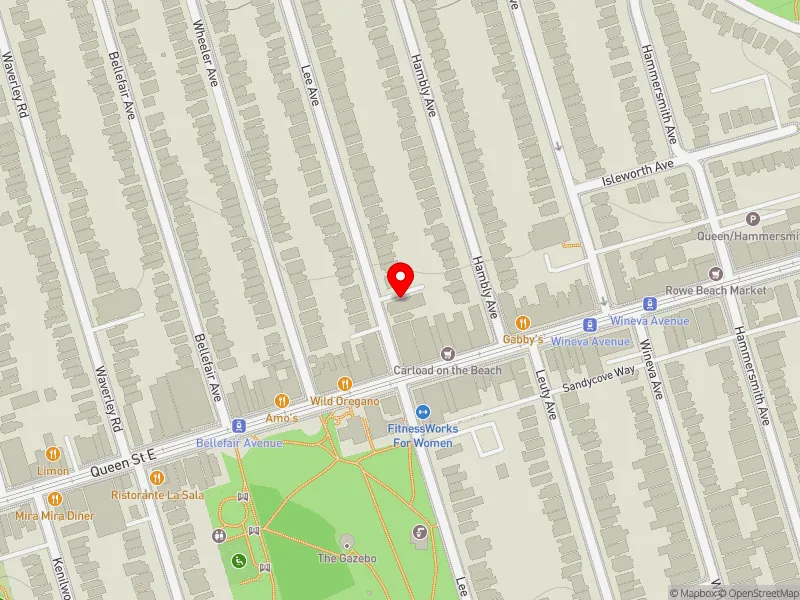 RentSafeTO apartment evaluation map view of 97 LEE AVE in Beaches-East York, Toronto