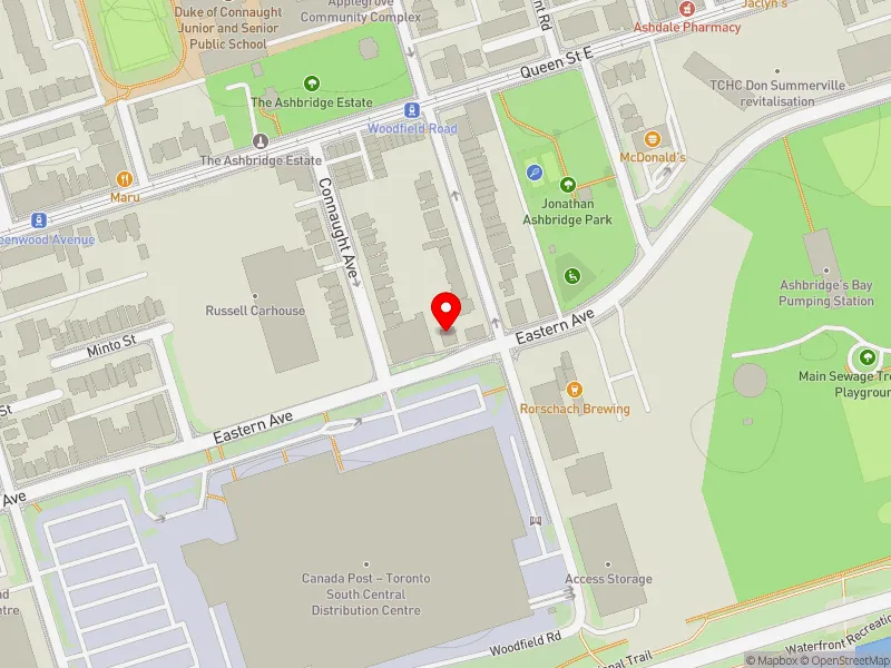 RentSafeTO apartment evaluation map view of 970 EASTERN AVE in Toronto-Danforth, Toronto