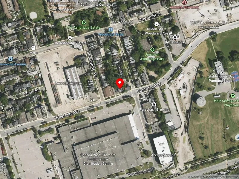 RentSafeTO apartment evaluation satellite view of 970 EASTERN AVE in Toronto-Danforth, Toronto