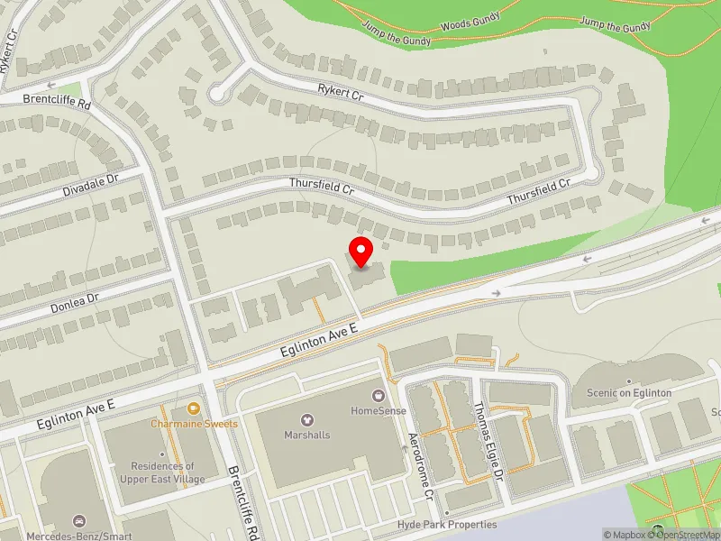 RentSafeTO apartment evaluation map view of 972 EGLINTON AVE E in Don Valley West, Toronto