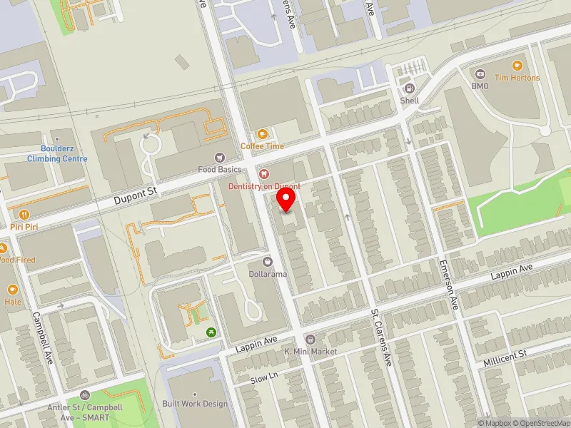 RentSafeTO apartment evaluation map view of 973 LANSDOWNE AVE in Davenport, Toronto