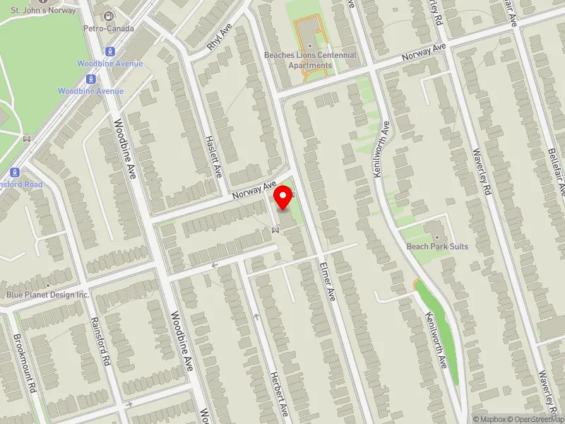 RentSafeTO apartment evaluation map view of 98 ELMER AVE in Beaches-East York, Toronto