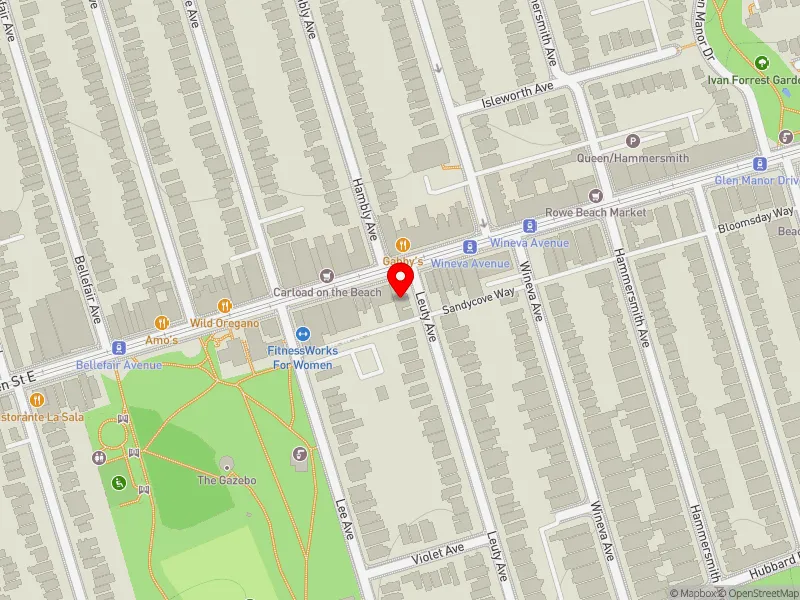 RentSafeTO apartment evaluation map view of 98 LEUTY AVE in Beaches-East York, Toronto