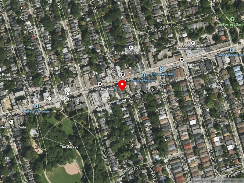 RentSafeTO apartment evaluation satellite view of 98 LEUTY AVE in Beaches-East York, Toronto