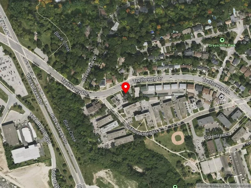 RentSafeTO apartment evaluation satellite view of 98 TRETHEWEY DR in York South-Weston, Toronto