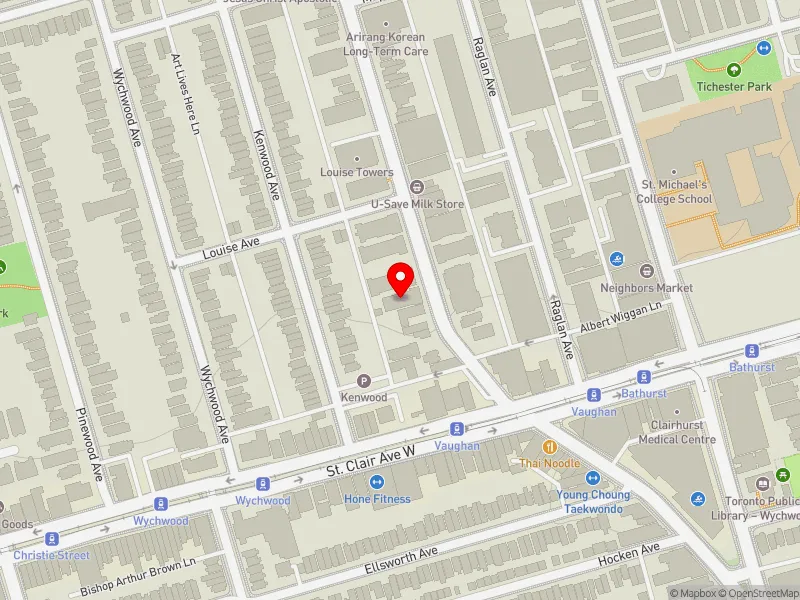 RentSafeTO apartment evaluation map view of 98 VAUGHAN RD in Toronto-St. Paul's, Toronto