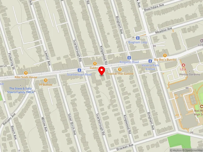 RentSafeTO apartment evaluation map view of 983 KINGSTON RD in Beaches-East York, Toronto