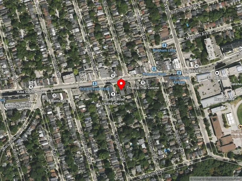 RentSafeTO apartment evaluation satellite view of 983 KINGSTON RD in Beaches-East York, Toronto