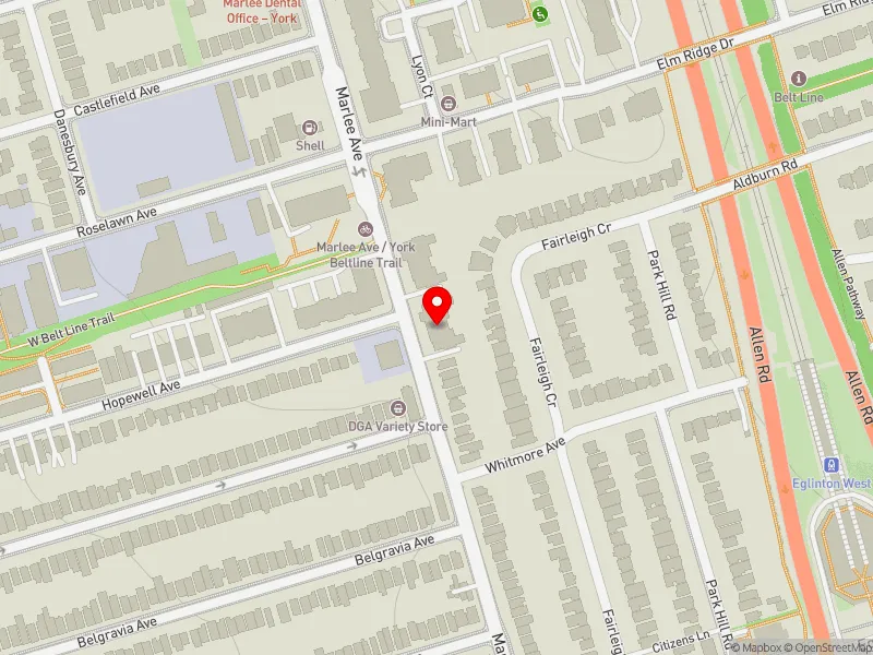 RentSafeTO apartment evaluation map view of 99 MARLEE AVE in Eglinton-Lawrence, Toronto