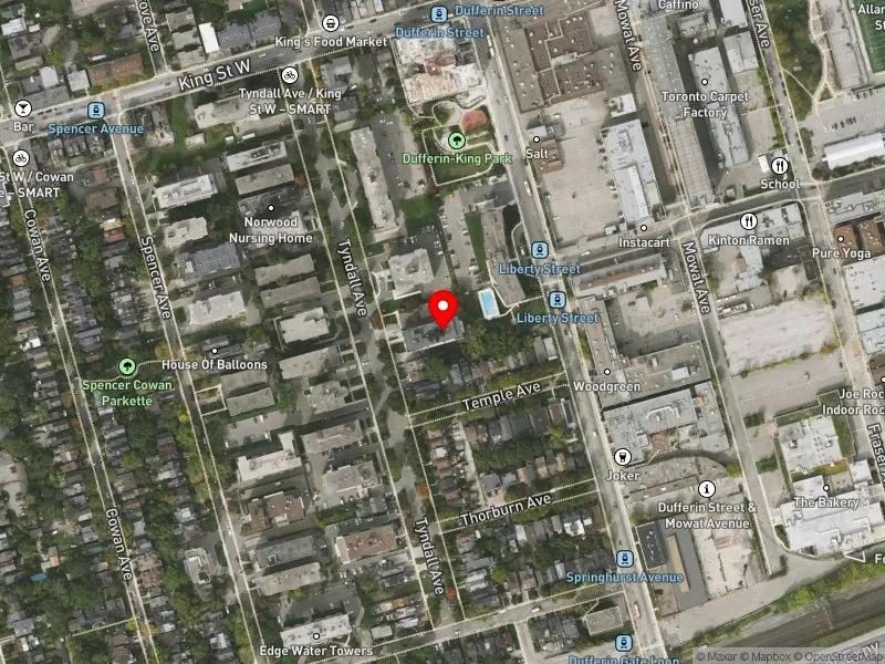RentSafeTO apartment evaluation satellite view of 99 TYNDALL AVE in Parkdale-High Park, Toronto