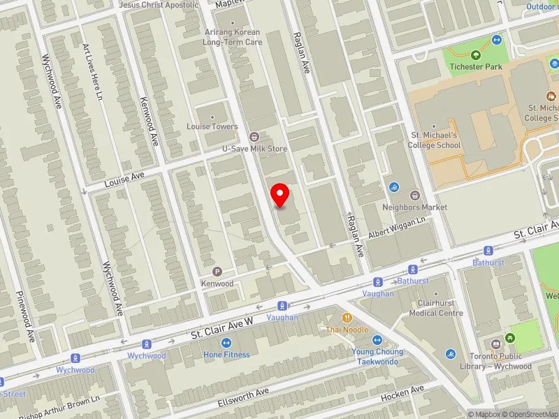 RentSafeTO apartment evaluation map view of 99 VAUGHAN RD in Toronto-St. Paul's, Toronto