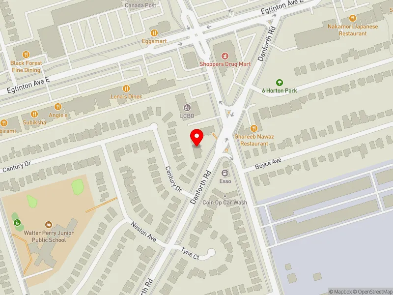 RentSafeTO apartment evaluation map view of 996 DANFORTH RD in Scarborough Southwest, Toronto