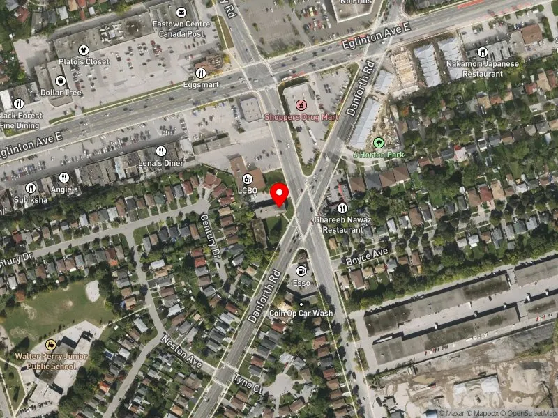 RentSafeTO apartment evaluation satellite view of 998 DANFORTH RD in Scarborough Southwest, Toronto